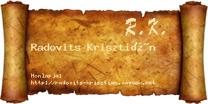 Radovits Krisztián névjegykártya